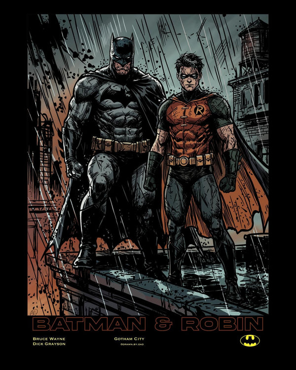 Batman & Robin superhero poster print
