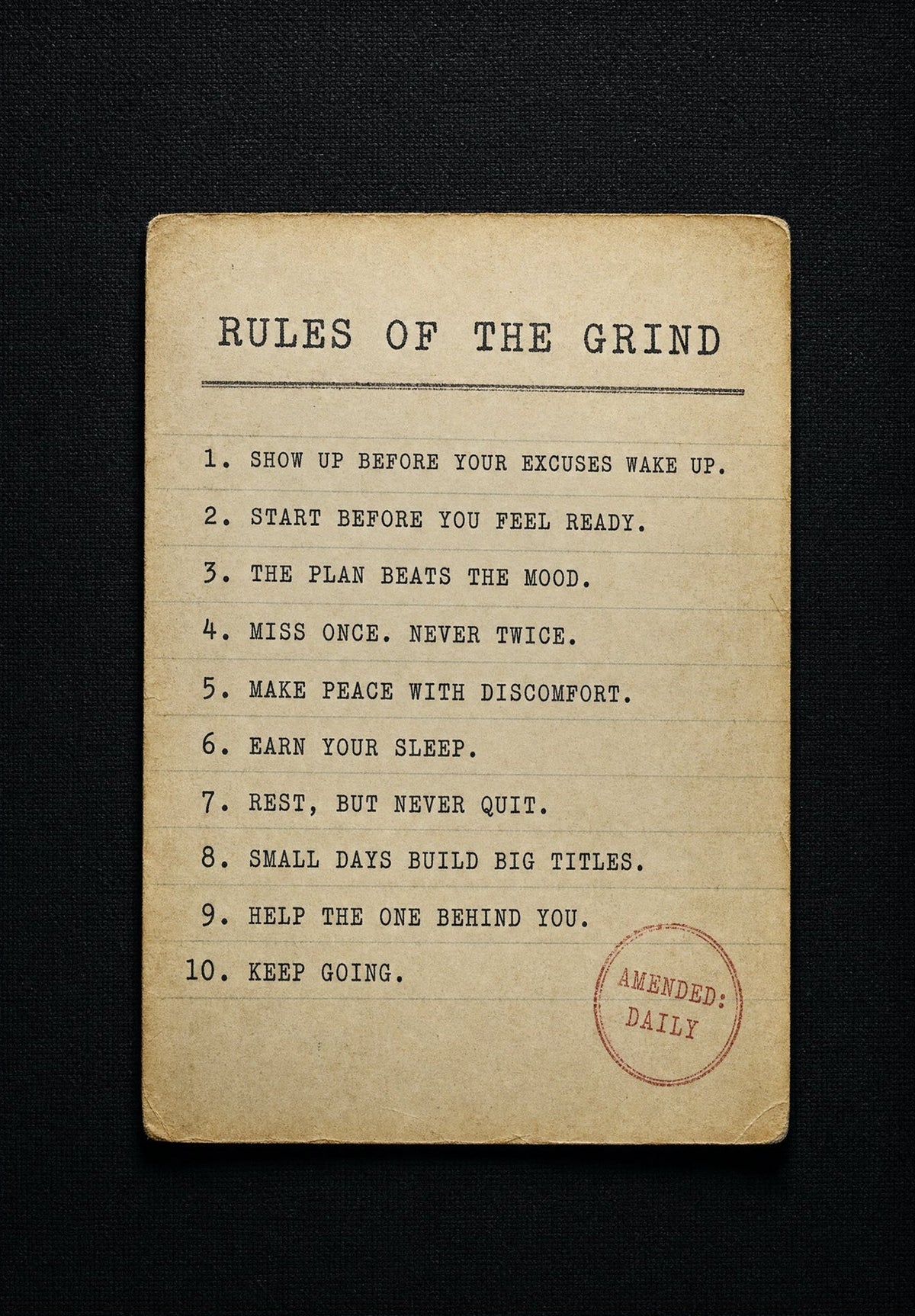 Rules of the Grind